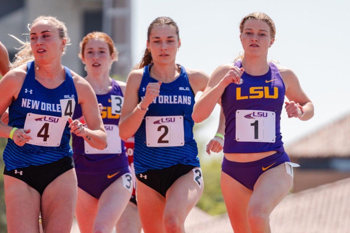 LSU track and field distance junior Hailey Day competes in the 1500m Saturday, March 23, 2024, during the Keyth Talley Invitational at the Bernie Moore Track Stadium in Baton Rouge, La.