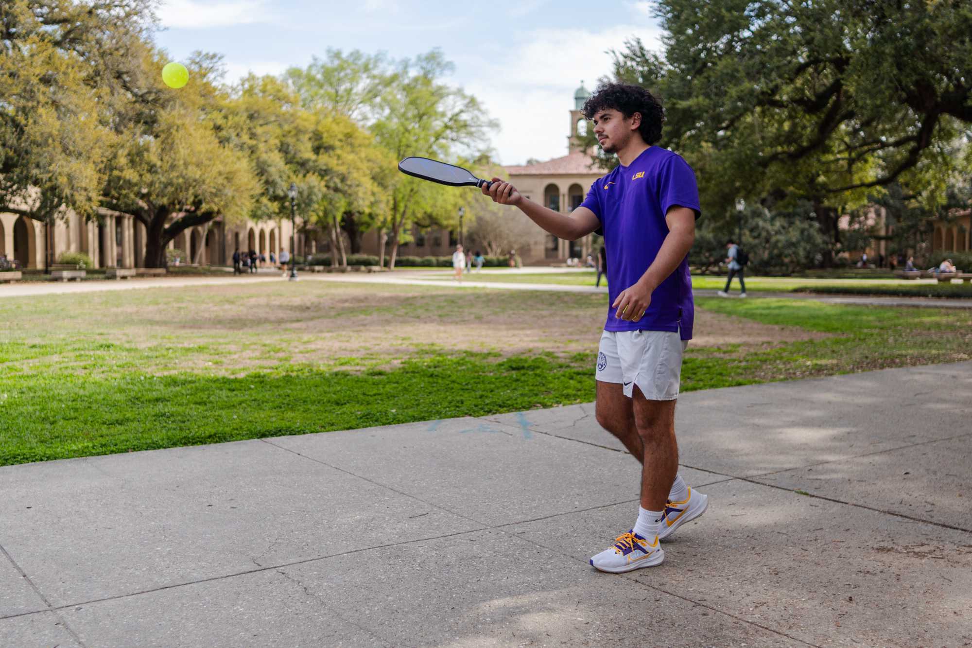 PHOTOS: LSU men's tennis plays pickleball with students in the Quad