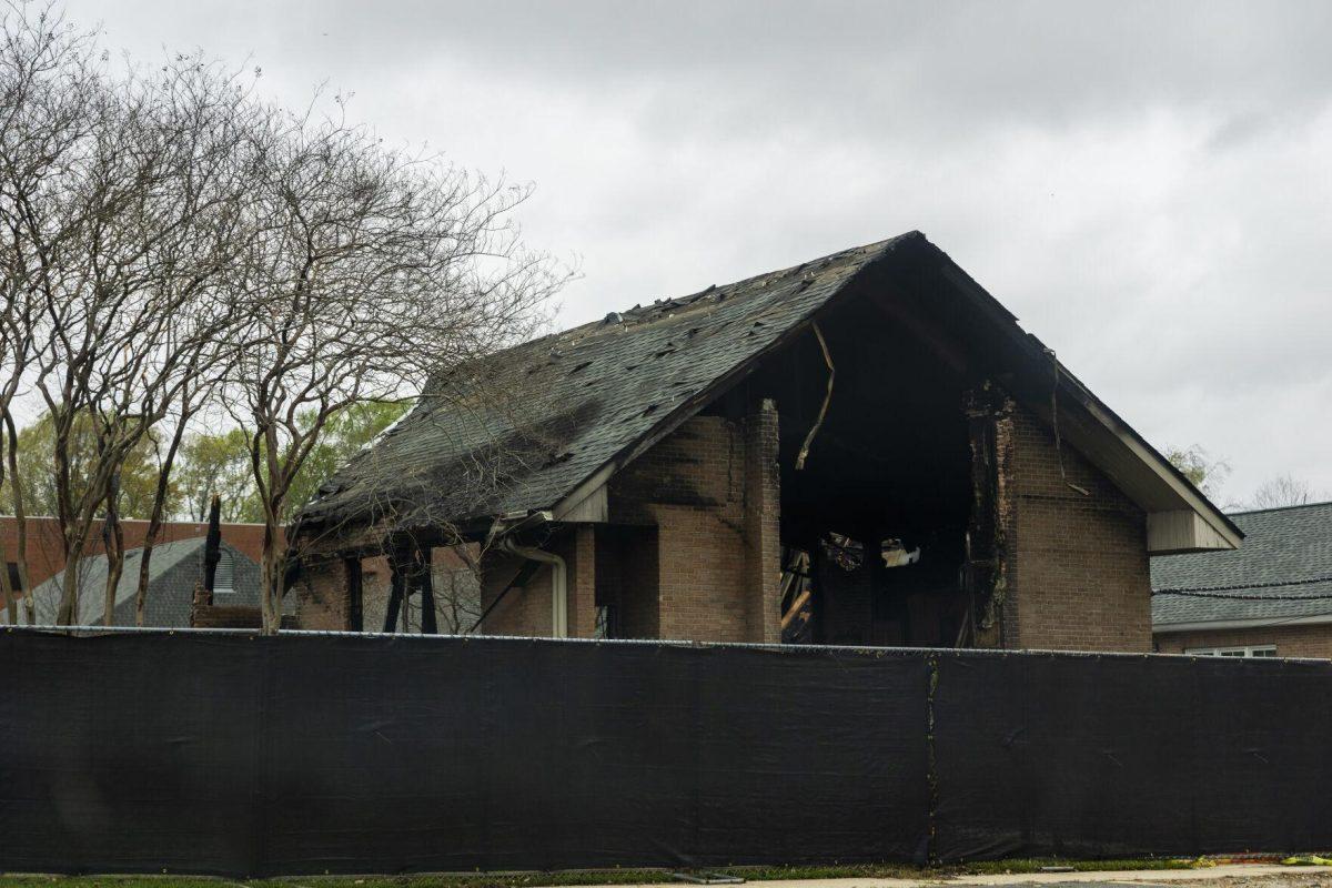 The burnt remains of St. Luke's Episcopal Church sits Friday, March 8, 2024, on 8833 Goodwood Blvd, Baton Rouge, La.