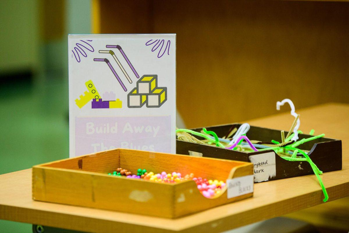 Pipe cleaners fill the box on Thursday, March 7, 2024, in the relaxation room in the LSU Library in Baton Rouge, La.