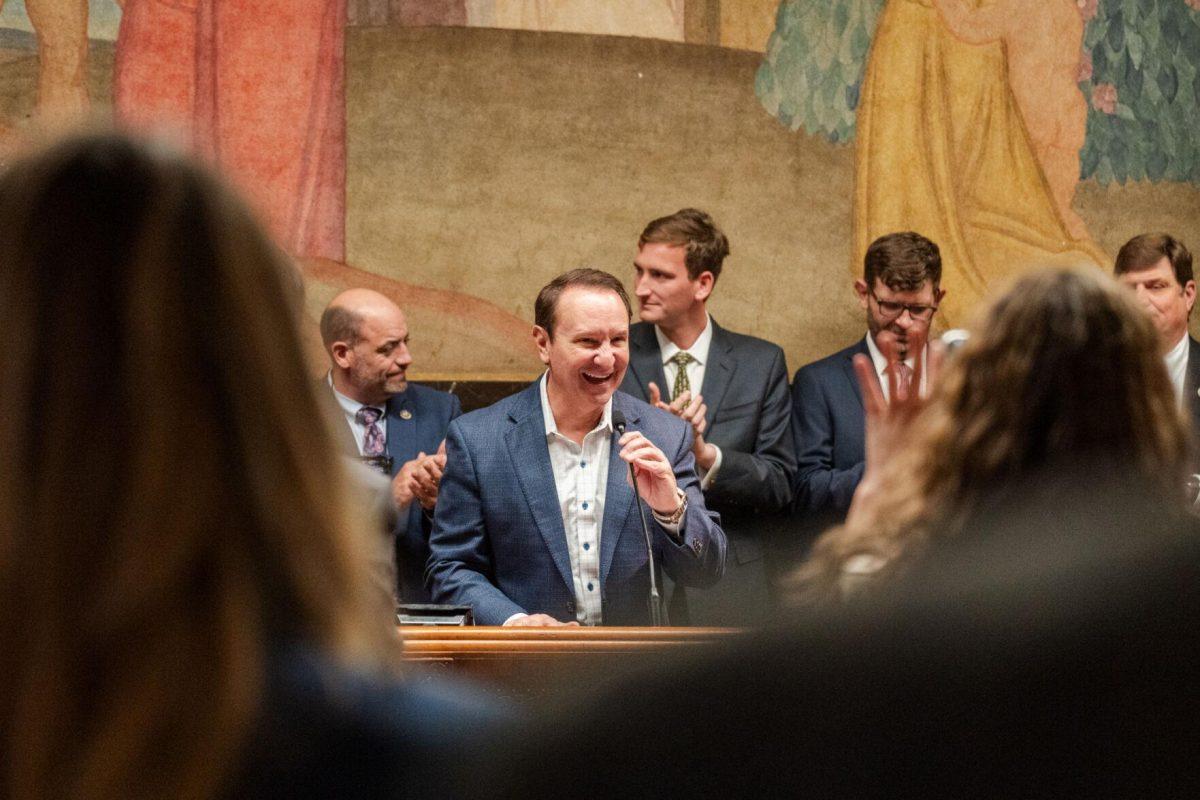 Gov. Jeff Landry speaks Monday, March 25, 2024, during Coastal Day 2024 inside the Louisiana State Capitol.