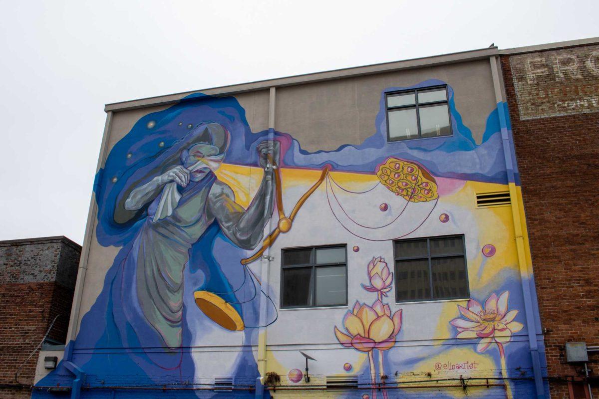 A colorful mural decorates the side of a building on Friday, March 1, 2024, on Laurel St in downtown Baton Rouge, La.