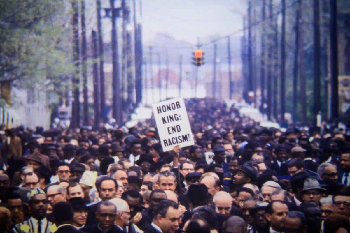 The photo fills the board of the exhibit on Thursday, Feb. 29, 2023, in the Old State Capital on North Blvd in Baton Rouge, La.