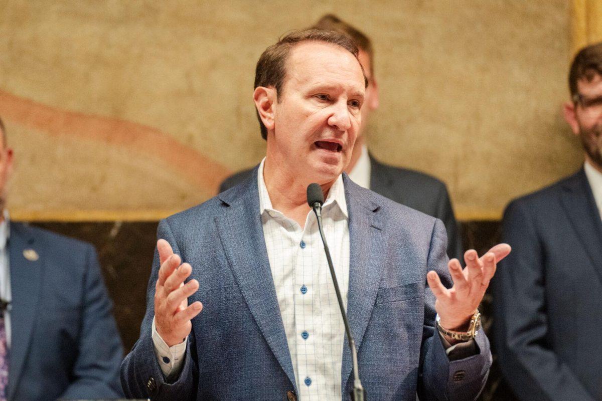 Gov. Jeff Landry speaks Monday, March 25, 2024, during Coastal Day 2024 inside the Louisiana State Capitol.