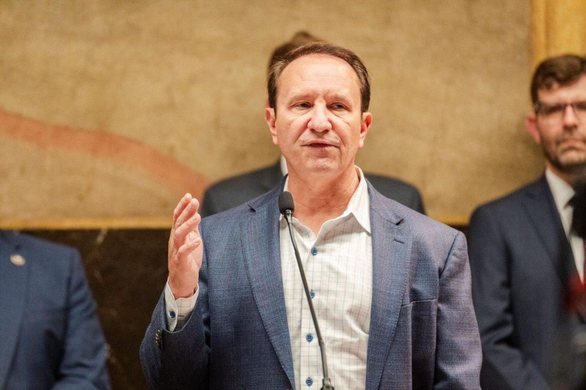 Gov. Jeff Landry speaks Monday, March 25, 2024, during Coastal Day 2024 inside the Louisiana State Capitol.