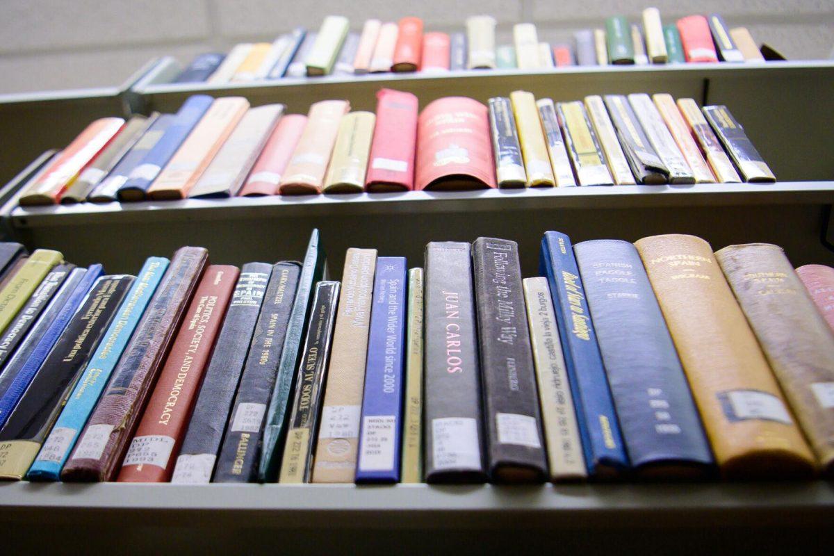 Books stand tall on shelves on Tuesday, March 5, 2024, in the LSU Library in Baton Rouge, La.