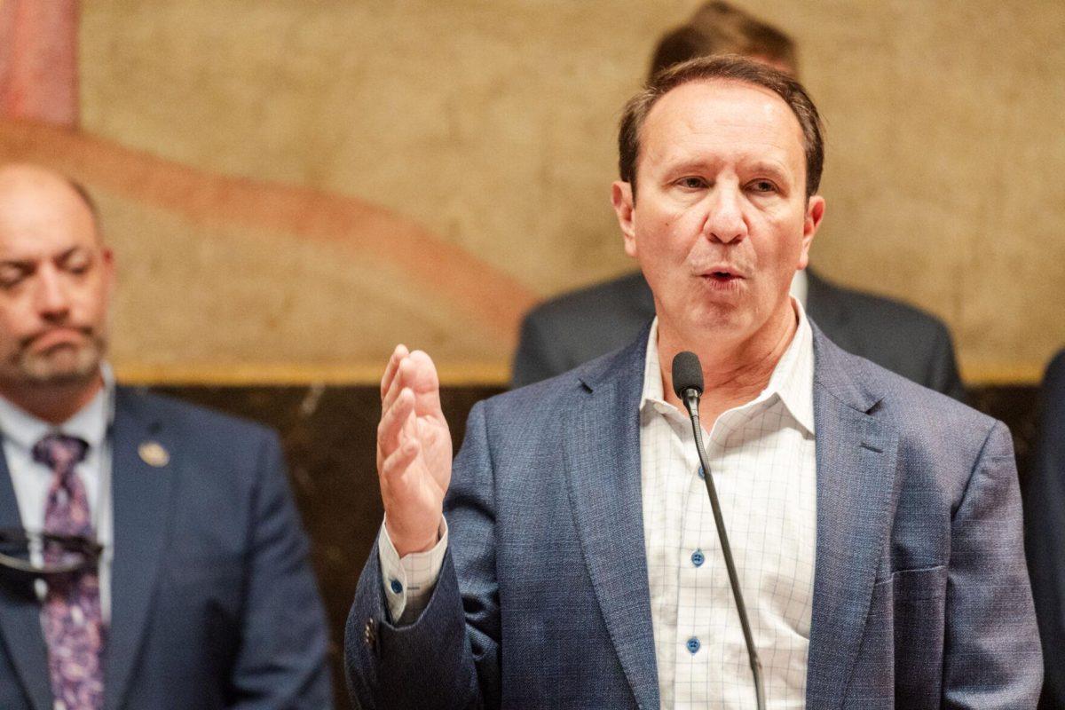 Gov. Jeff Landry speaks Monday, March 25, 2024, during Coastal Day 2024 inside the Louisiana State Capitol.