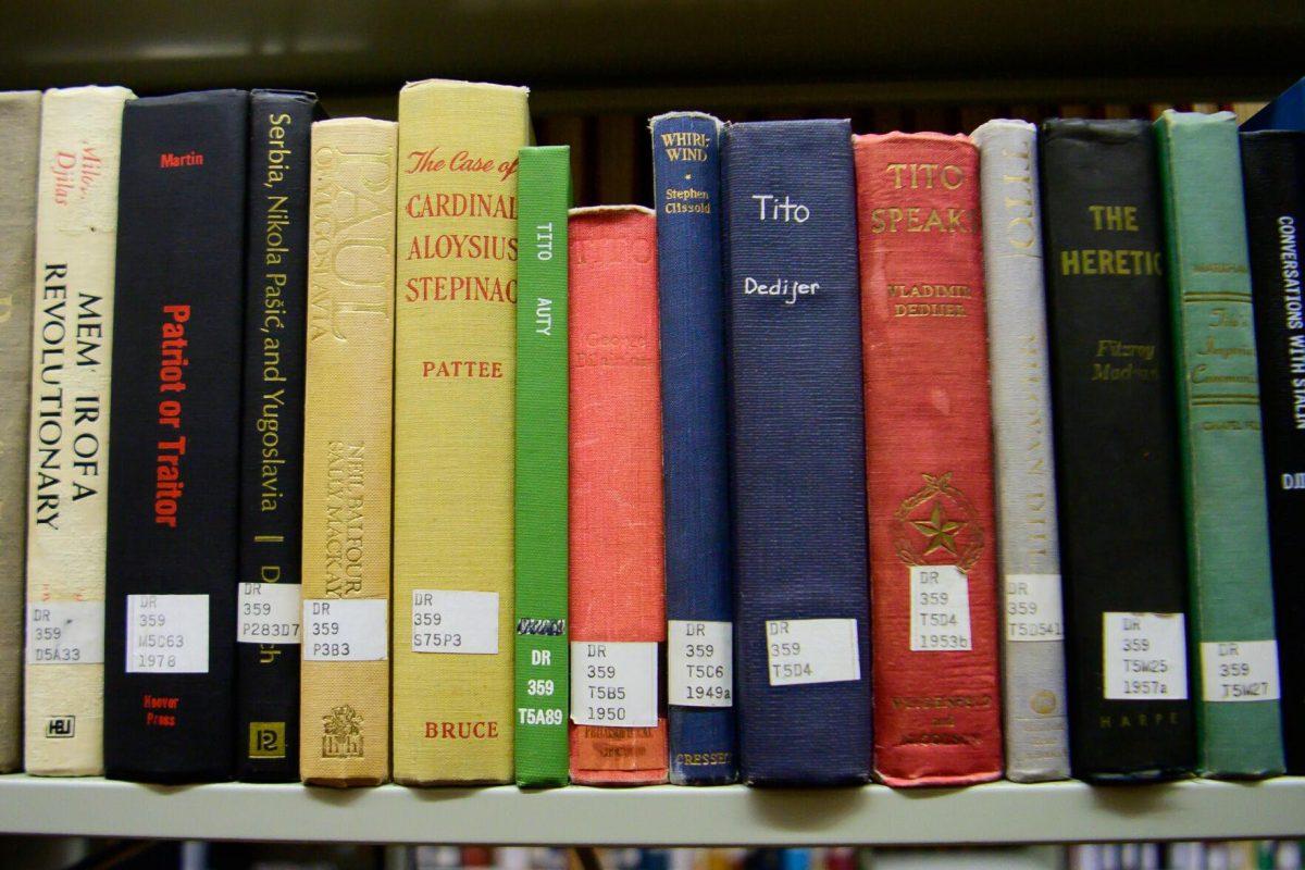 Colorful books fill the shelf on Tuesday, March 5, 2024, in the LSU Library in Baton Rouge, La.