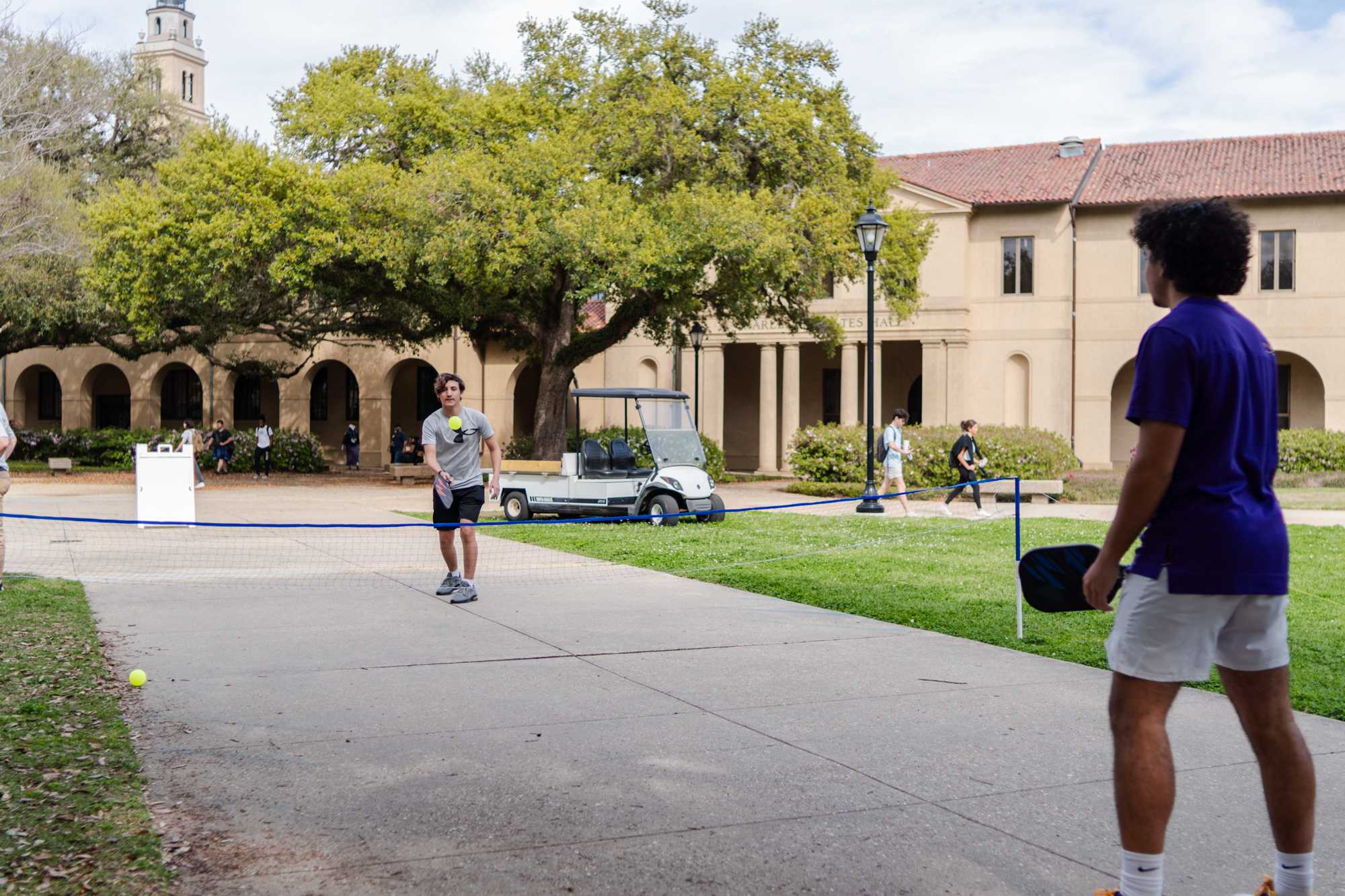 PHOTOS: LSU men's tennis plays pickleball with students in the Quad