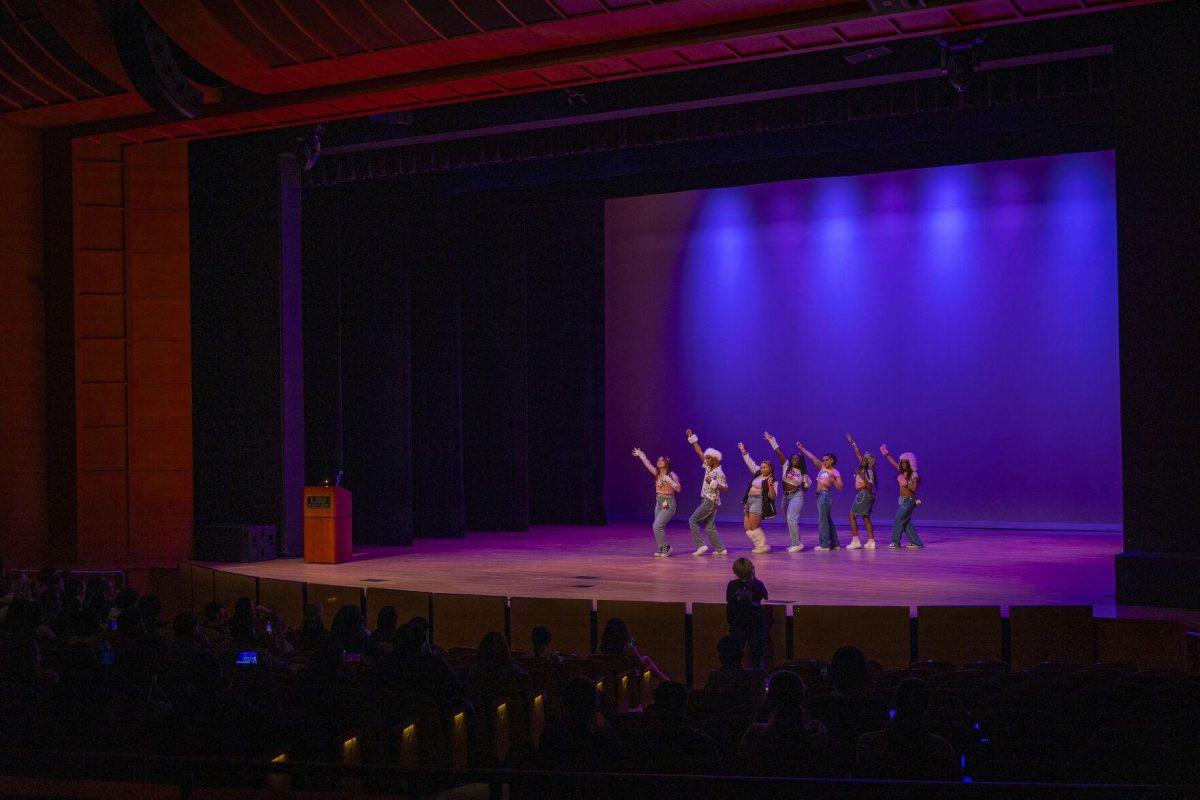 The Tiger Love Dance Team performs Wednesday, March 20, 2024, during the International Fusion night in the Union Theater on LSU's campus..
