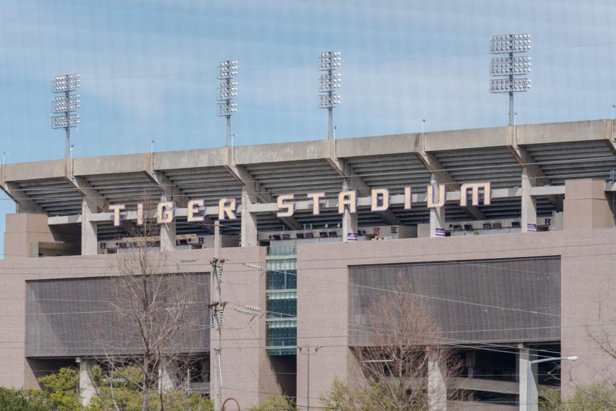 Tiger Stadium stands tall Sunday, March 10, 2024, in Baton Rouge, La.