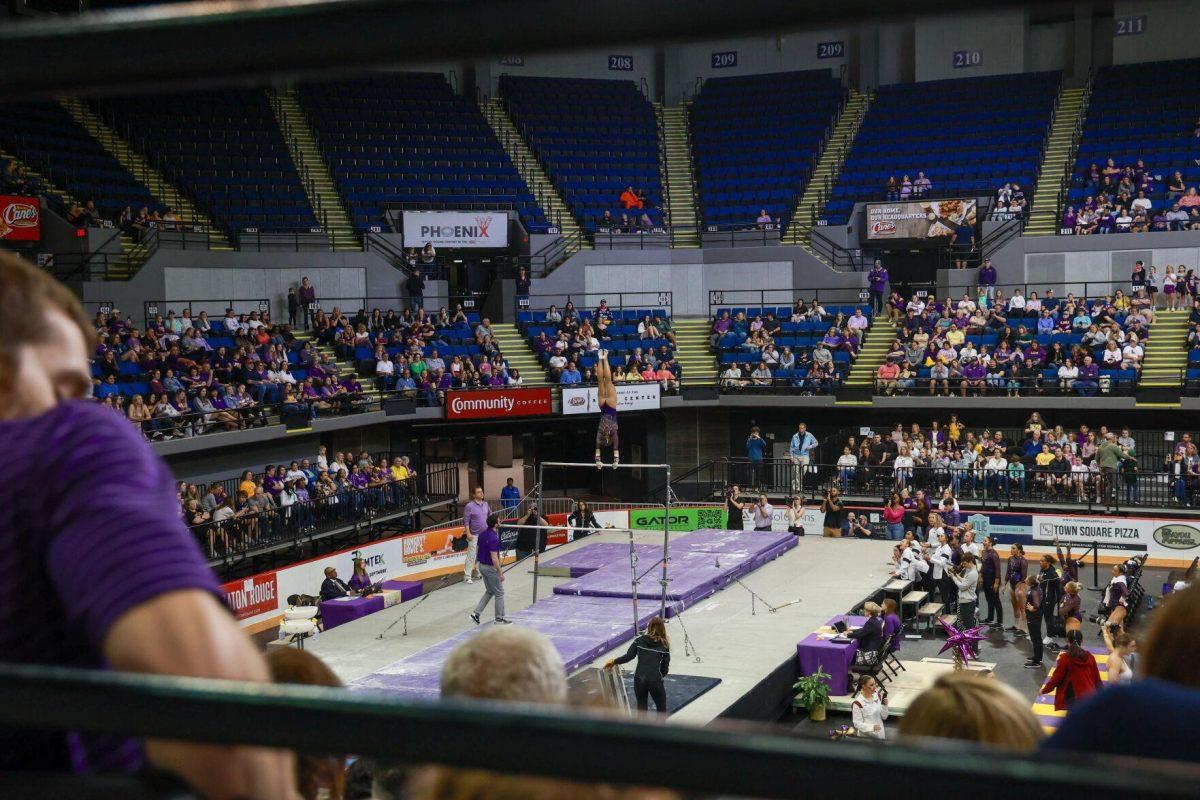 LSU Gymnastics attends the annual Podium Challenge Friday March 8, 2024, against Auburn, George Washington, Texas Woman's in the Raising Cane's River Center in Baton Rouge, La. 