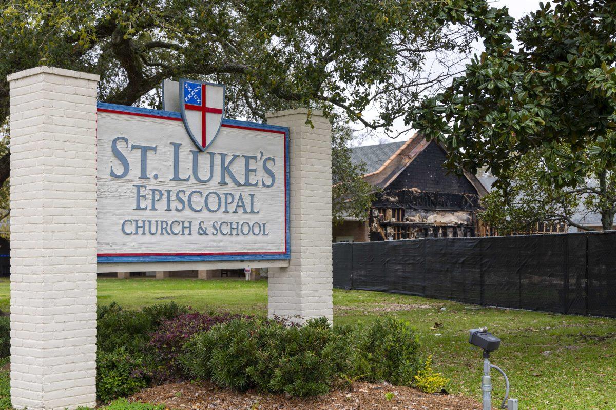 The burnt remains of St. Luke's Episcopal Church sits Friday, March 8, 2024, on 8833 Goodwood Blvd, Baton Rouge, La.