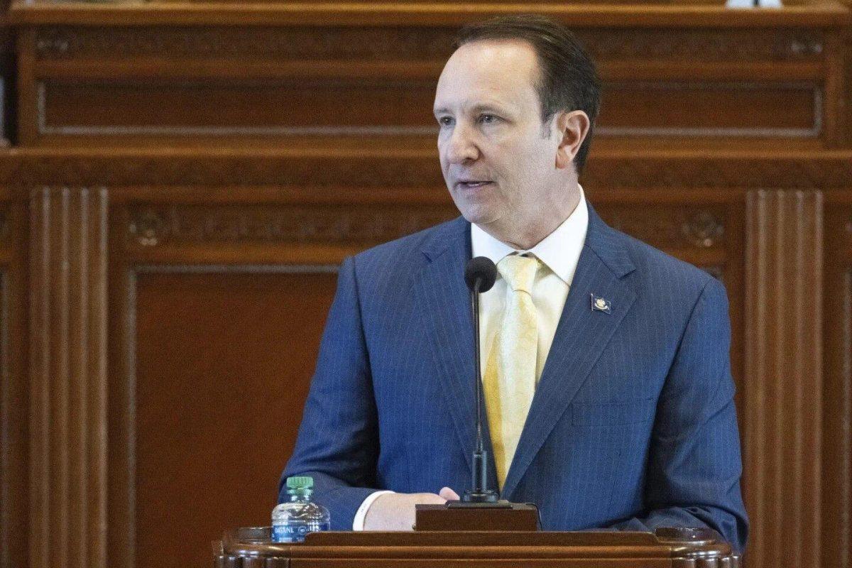 Louisiana Gov. Jeff Landry addresses members of the House and Senate on opening day of a legislative special session focusing on crime, Monday, Feb. 19, 2024, in the House Chamber at the State Capitol in Baton Rouge, La.