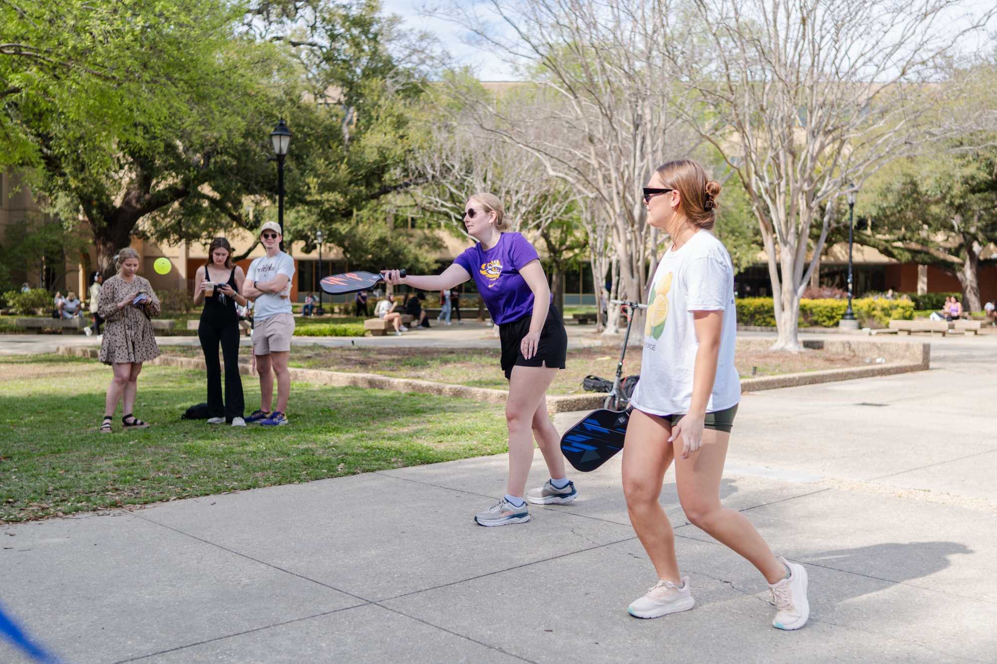 PHOTOS: LSU men's tennis plays pickleball with students in the Quad