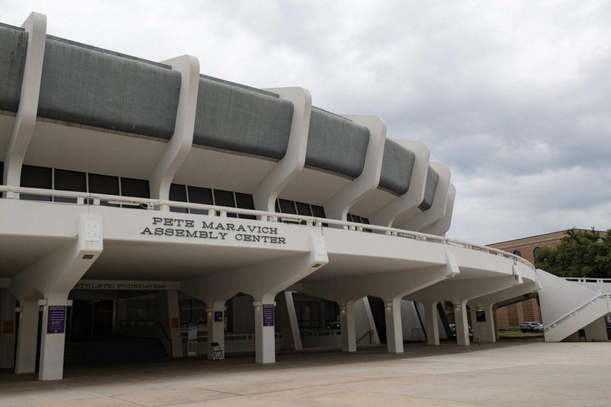 The Pete Maravich Assembly Center sits Tuesday, April 9, 2024, on LSU's campus in Baton Rouge, La.