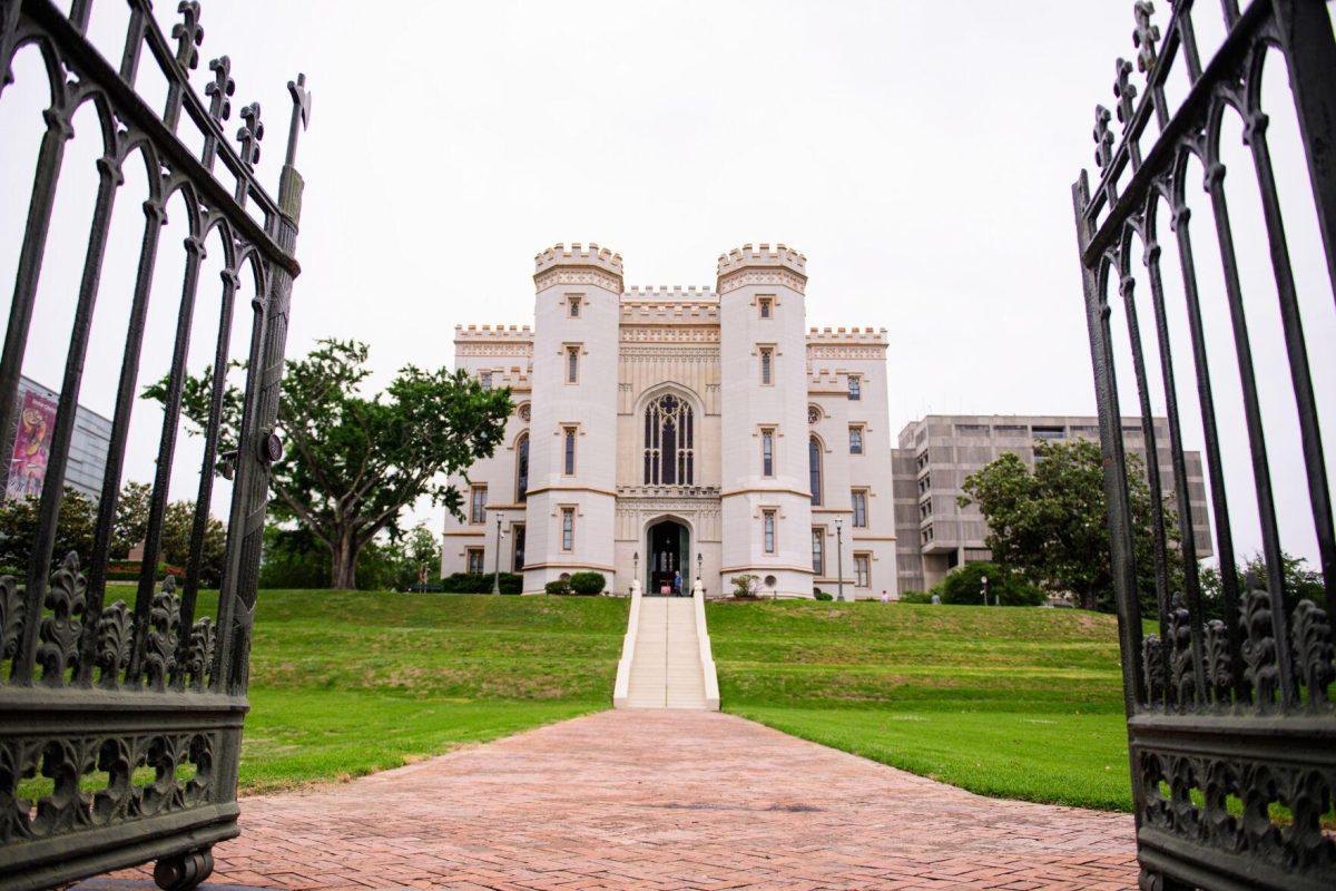 The gate sits open on Thursday, April 18, 2024, at Louisiana's Old State Capitol in Baton Rouge, La.