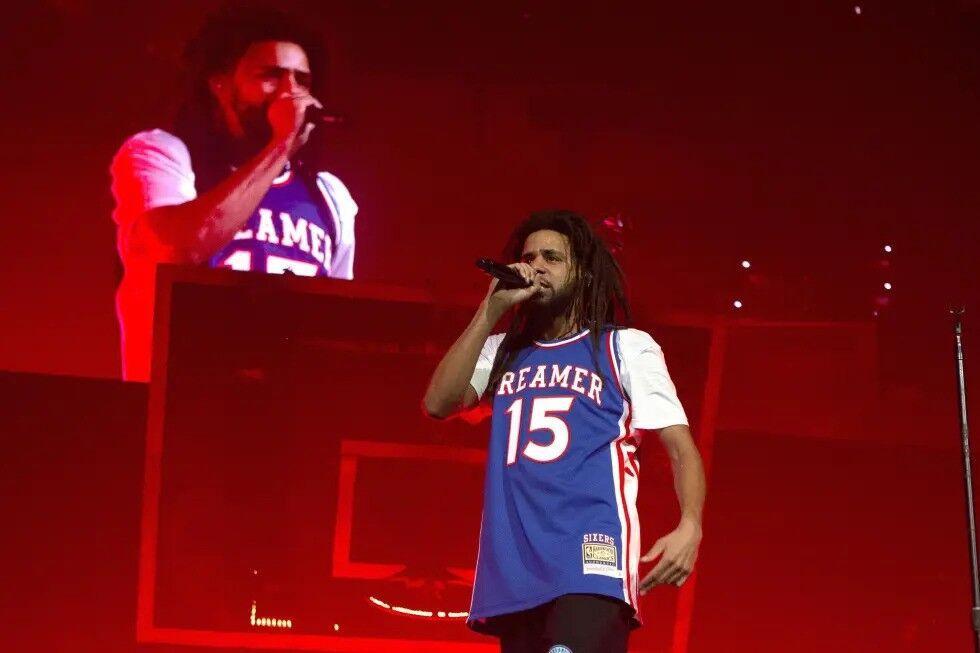 J. Cole performs during his "The Off-Season Tour" Oct. 27, 2021, in Philadelphia.