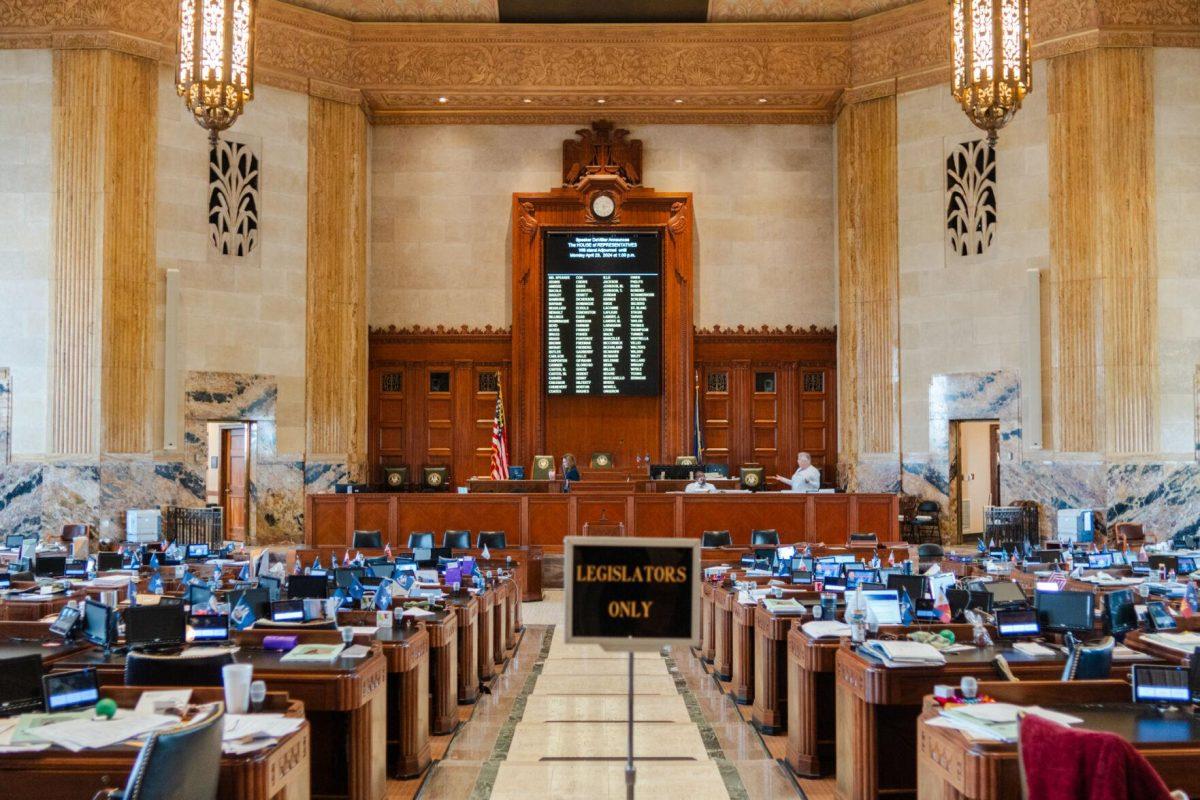 The House chamber sits empty Thursday, April 25, 2024, at the Louisiana State Capitol in Baton Rouge, La.