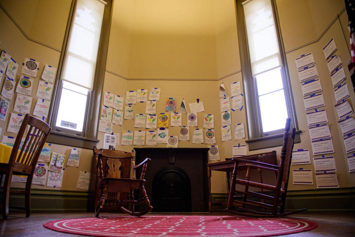 Children's drawings fill the walls on Thursday, April 18, 2024, at Louisiana's Old State Capitol in Baton Rouge, La.