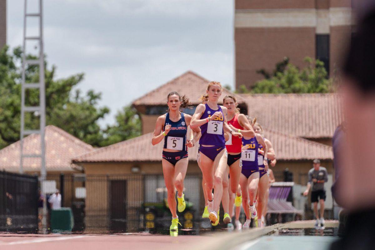 LSU track and field distance sophomore Ella Chestnut competes in the 1500 meter Saturday, April 27, 2024, at the LSU Invitational in the Bernie Moore Track Stadium in Baton Rouge, La.