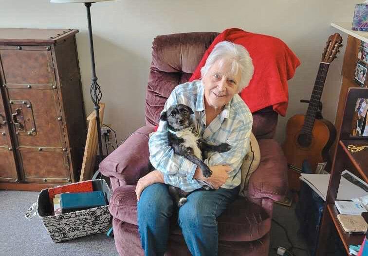 Dale Edwards at home with her dog, Vivie. (Courtesy Dale Edwards)