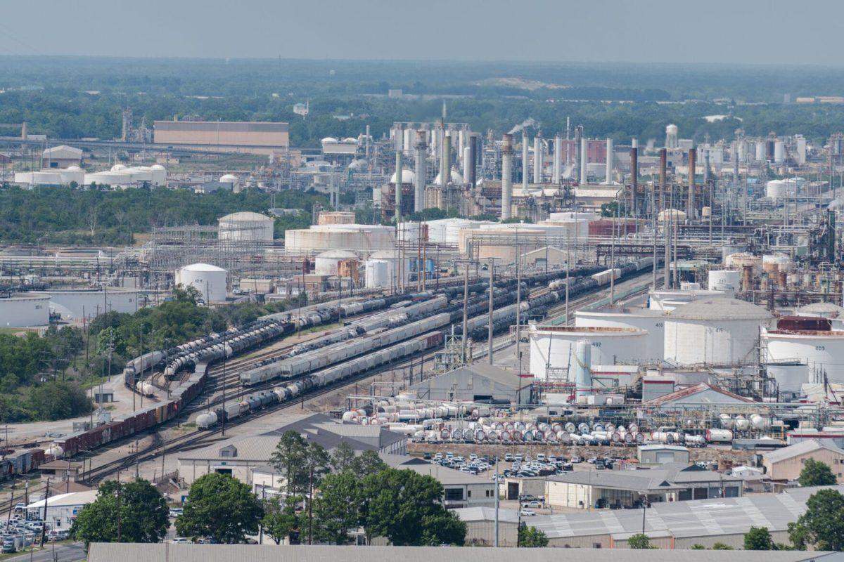 Rail cars sit on the tracks Thursday, April 25, 2024, in Baton Rouge, La.