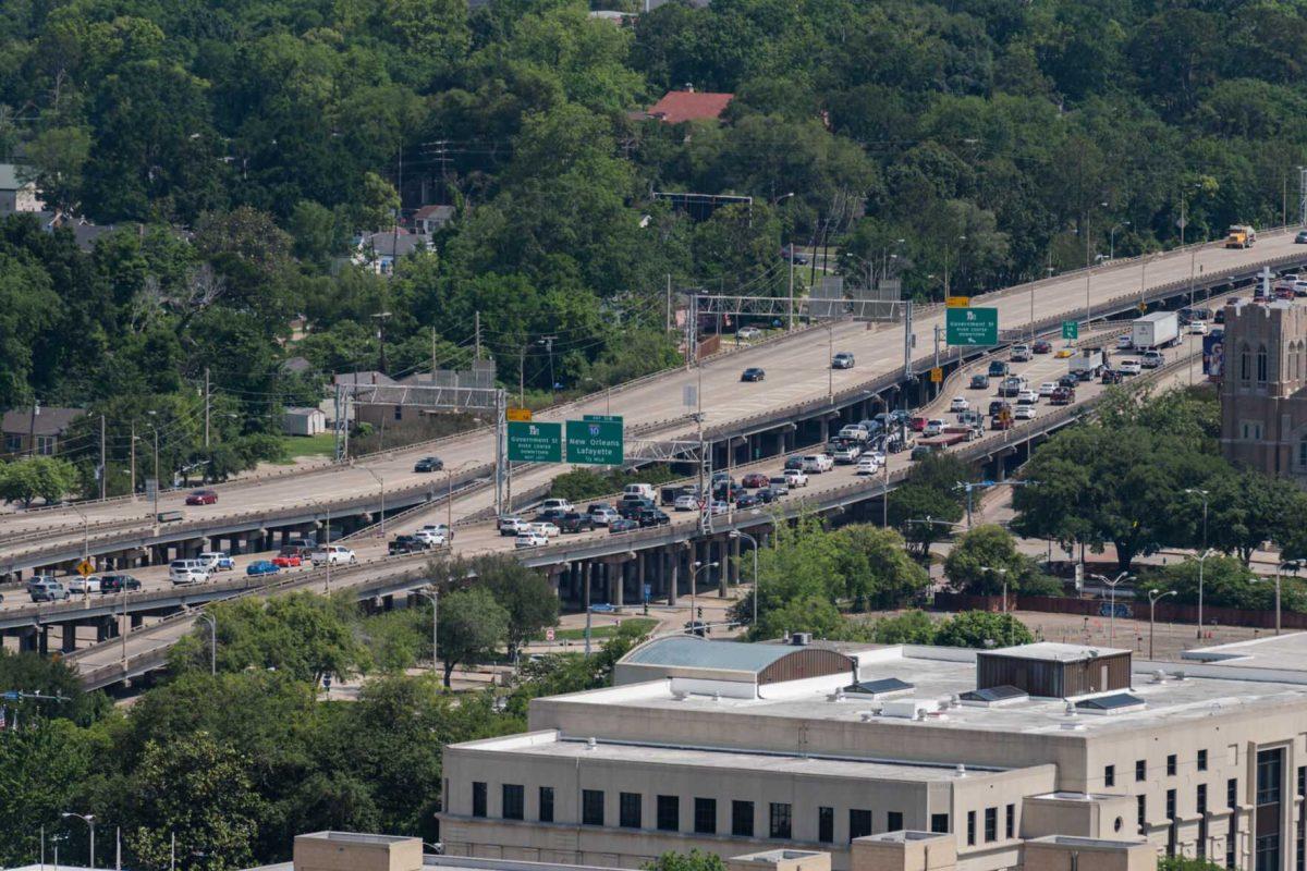 Cars travel using the Interstate Thursday, April 25, 2024, in Baton Rouge, La.