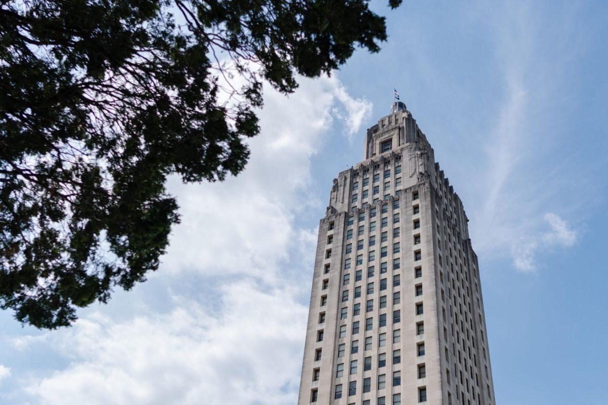 Clouds move past the Capitol Building Thursday, April 25, 2024, in Baton Rouge, La.