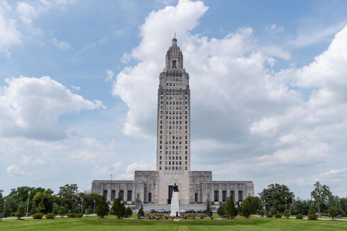 Clouds move past the Capitol Building Thursday, April 25, 2024, in Baton Rouge, La.