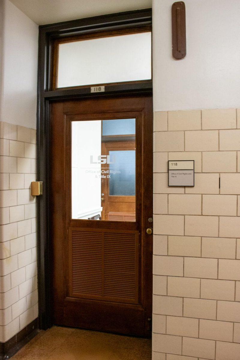 The door leads to the Office of Civil Rights and Title IX sits on Tuesday, April 2, 2024, in Himes hall on LSU's campus.