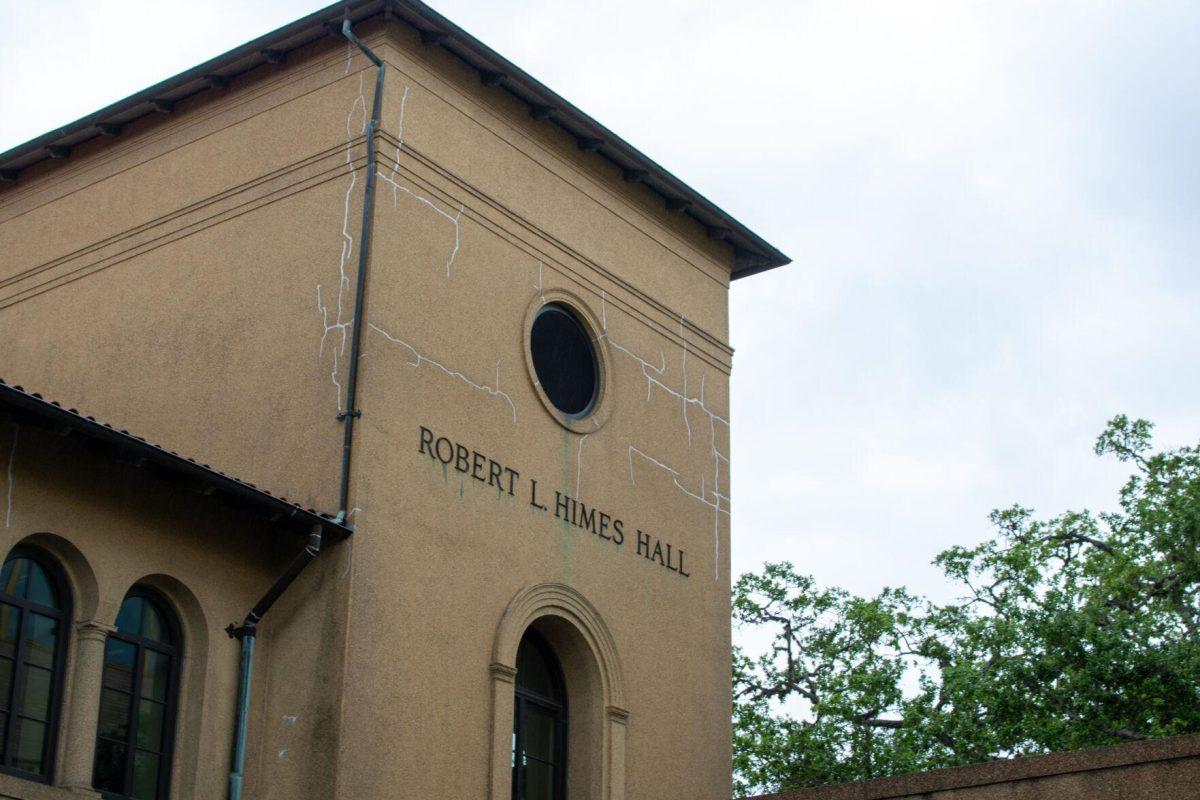 A gray sky looms over Robert L Himes hall on Tuesday, April 2, 2024, on LSU's campus.