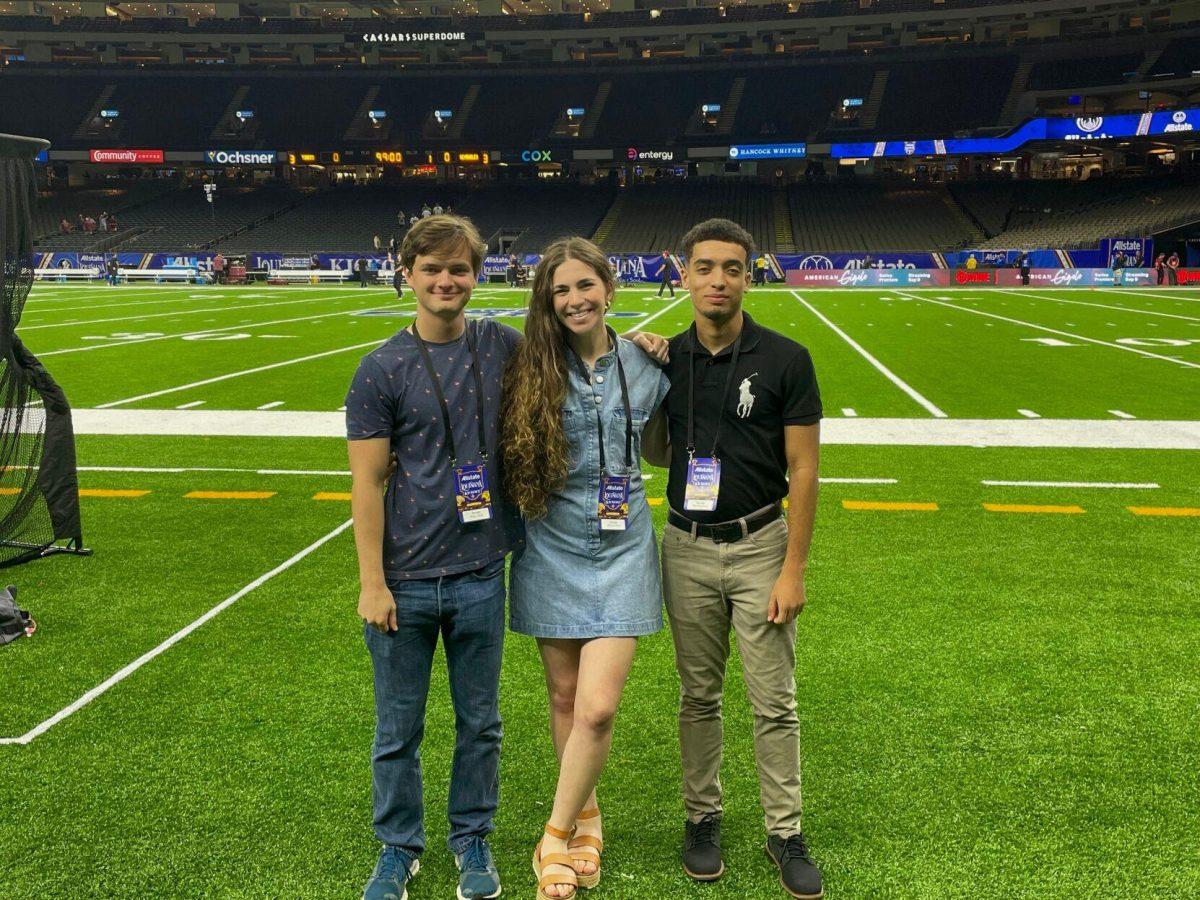 Reveille journalists Mackay Suire, Henry Huber and Peter Rauterkus in New Orleans for LSU football's 2022 season opener.&#160;