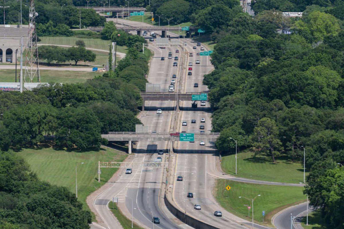 Cars travel using the Interstate Thursday, April 25, 2024, in Baton Rouge, La.