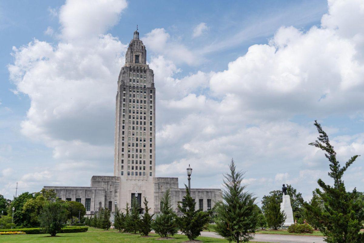 Clouds move past the Capitol Building Thursday, April 25, 2024, in Baton Rouge, La.