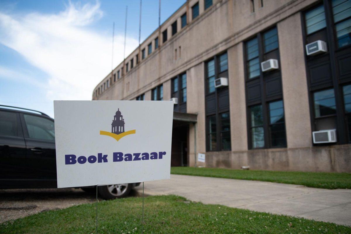 A sign sits outsides the John M. Parker Agricultural Museum Sunday, April 14, 2024, during the Friends of the LSU Libraries Book Bazaar on LSU's campus in Baton Rouge, La.