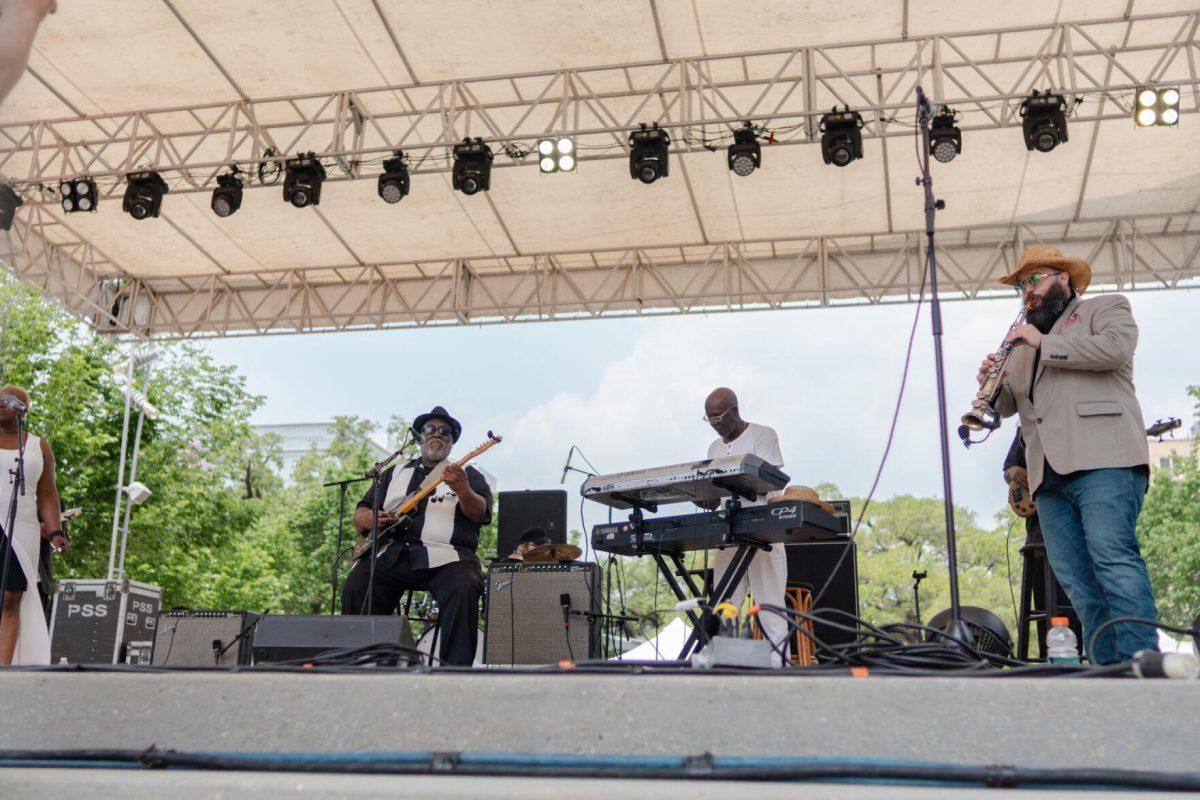 Henry Turner Jr. and Flavor perform on stage Saturday, April 20, 2024, at the Baton Rouge Blues Festival.