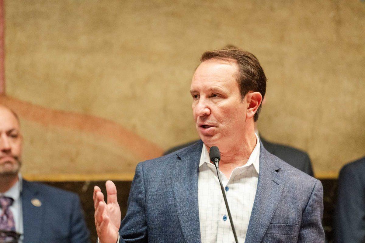 Gov. Jeff Landry speaks Monday, March 25, 2024, during Coastal Day 2024 inside the Louisiana State Capitol.