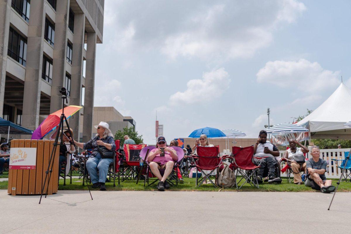 Event attendees listen to the music Saturday, April 20, 2024, at the Baton Rouge Blues Festival.