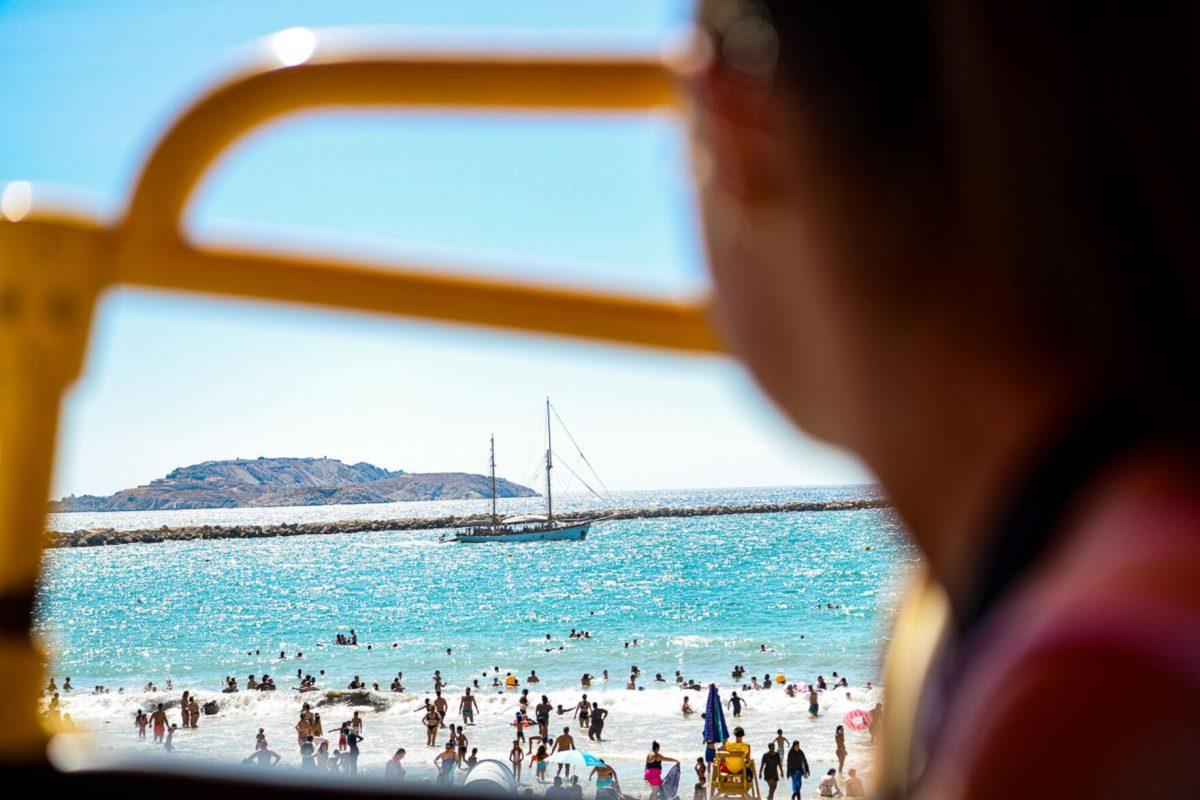 LSU mass communication Junior Erica Howard looks out at beach crowd and a sail boat in Marseille, France on Monday, July 22, 2024.