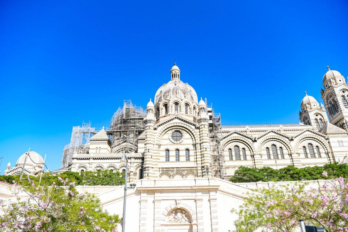 Restoration of a church in Marseille, France on Monday, July 22, 2024.