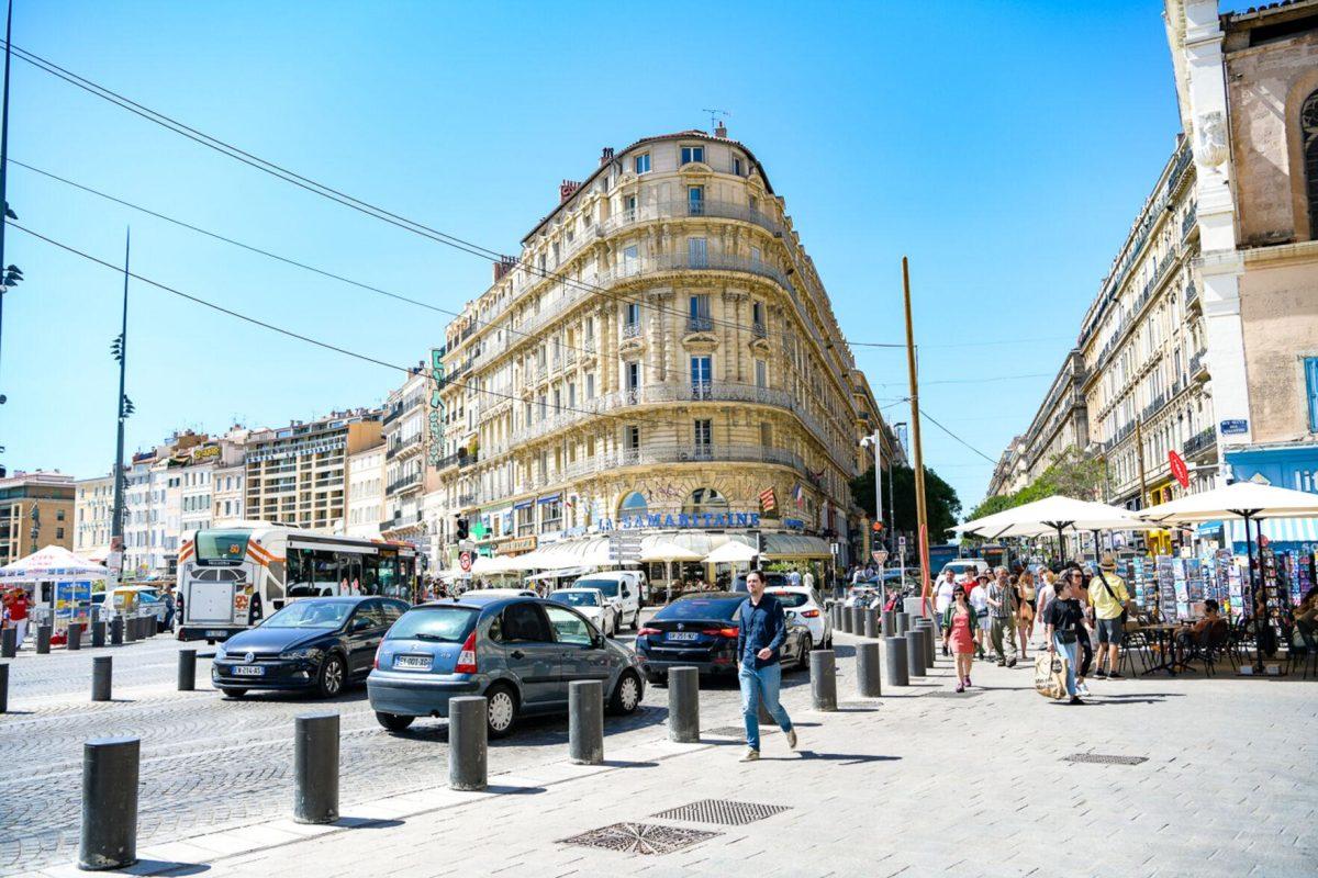 Locals walking around the Vieux Port in Marseille, France on Monday, July 22, 2024.