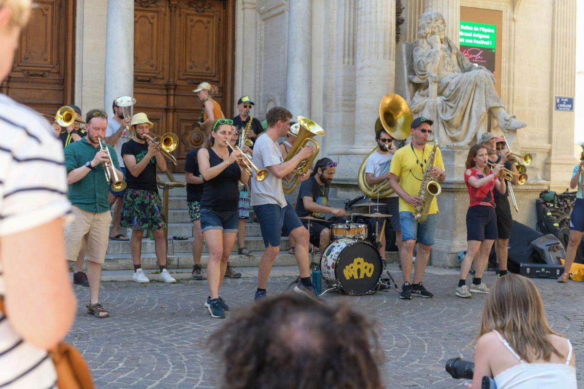 Local band performs in Avignon, France on Wednesday, July 24, 2024.