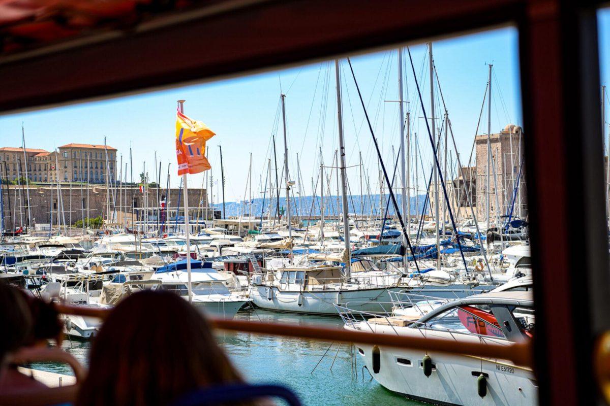 Boats docked at the Vieux Port in Marseille, France on Monday, July 22, 2024.