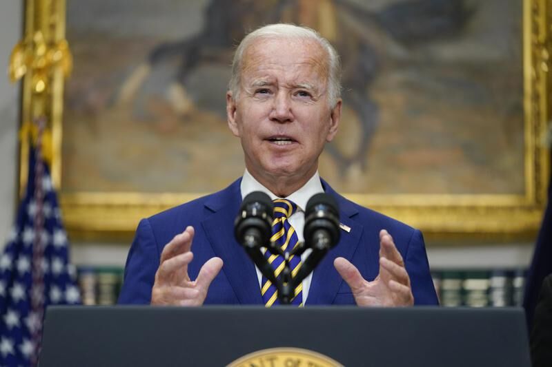 President Joe Biden speaks about student loan forgiveness in the Roosevelt Room of the White House, Wednesday, Aug. 24, 2022, in Washington.&#160;