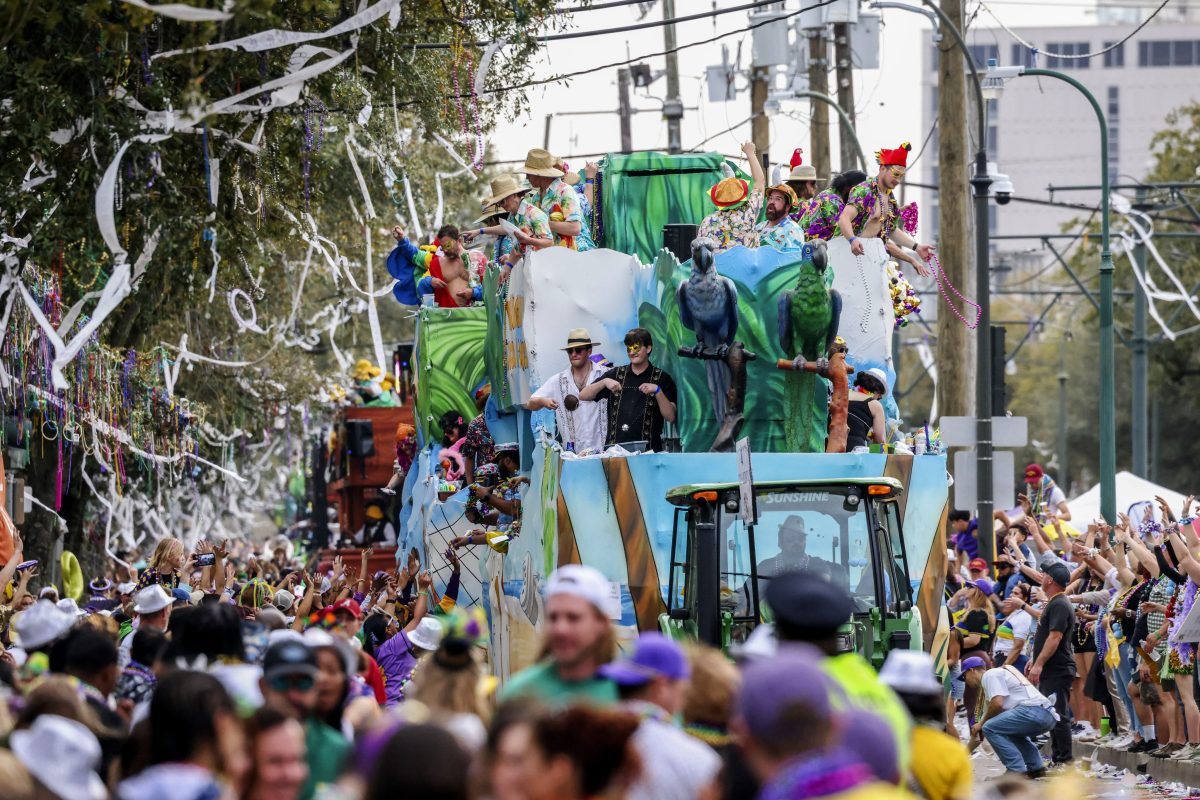 <p>Krewe of Tucks parades on the Uptown route through New Orleans on Saturday, Feb. 10, 2024, during carnival season before Mardi Gras.</p>