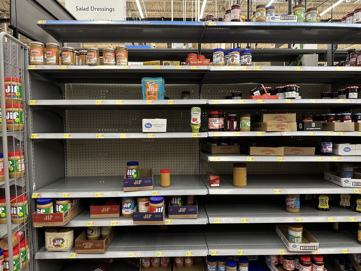 A shelf is running low on inventory in the College Drive Walmart Supercenter on Sept. 10 before Hurricane Francine.