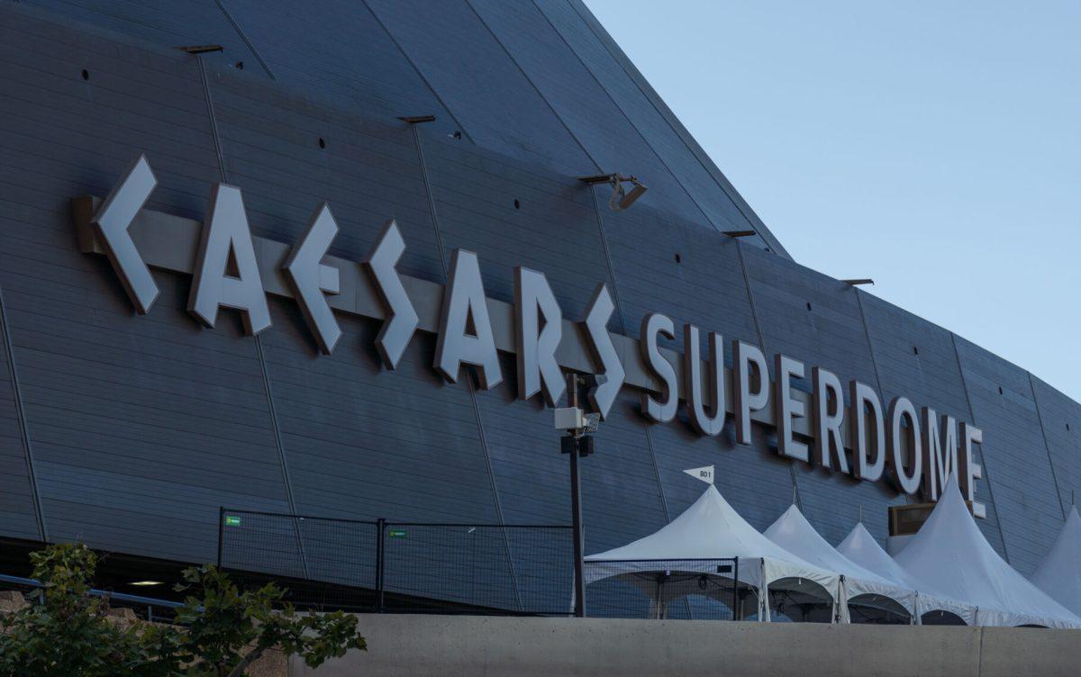 The Caesars Superdome as seen from Poydras Street in New Orleans, Tuesday, Oct. 1, 2024.