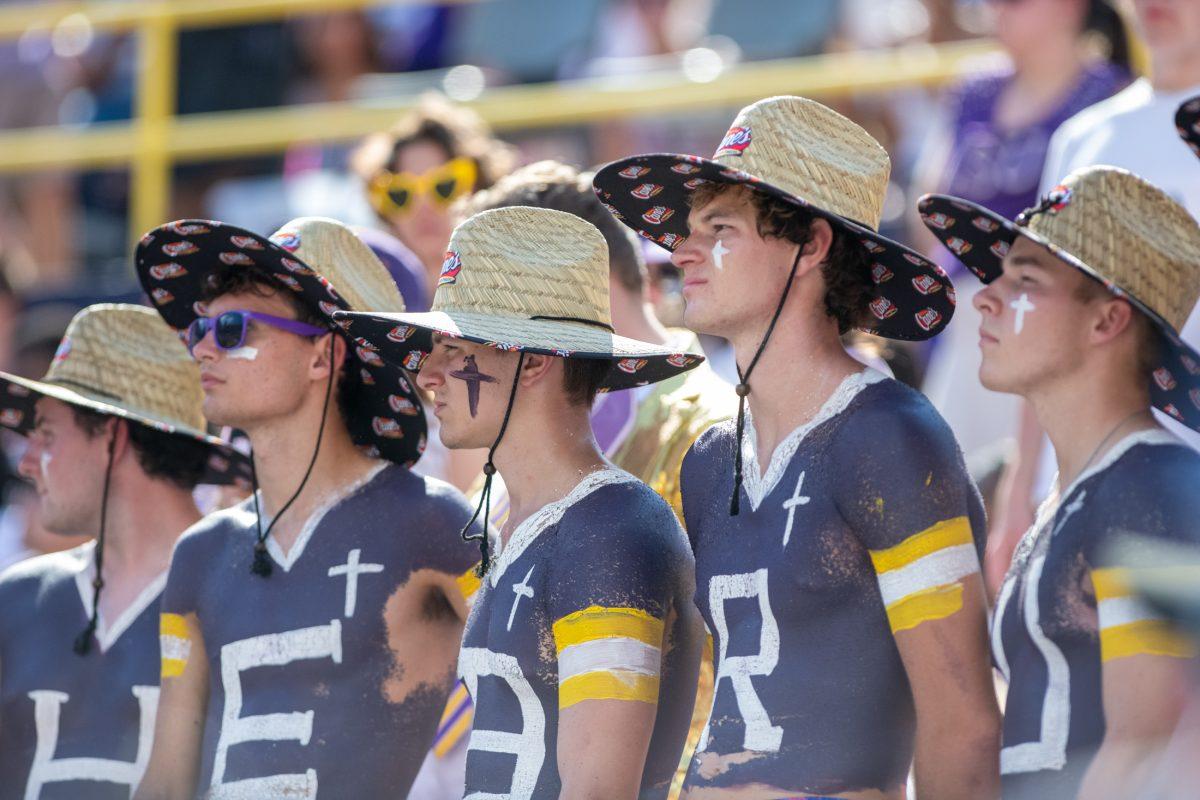 The Painted Posse watches intently Saturday, Sept. 21st, 2024, during LSU football&#8217;s 34-17 win against UCLA at Tiger Stadium in Baton Rouge, La.