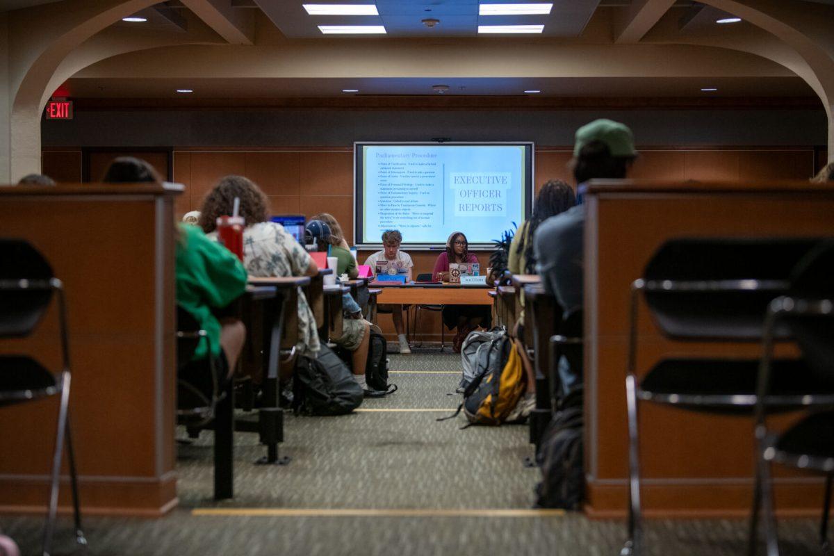 The LSU Student Government Senate sits on Wednesday, Oct. 30, 2024, in the Capital Chambers in the Student Union in Baton Rouge, La.